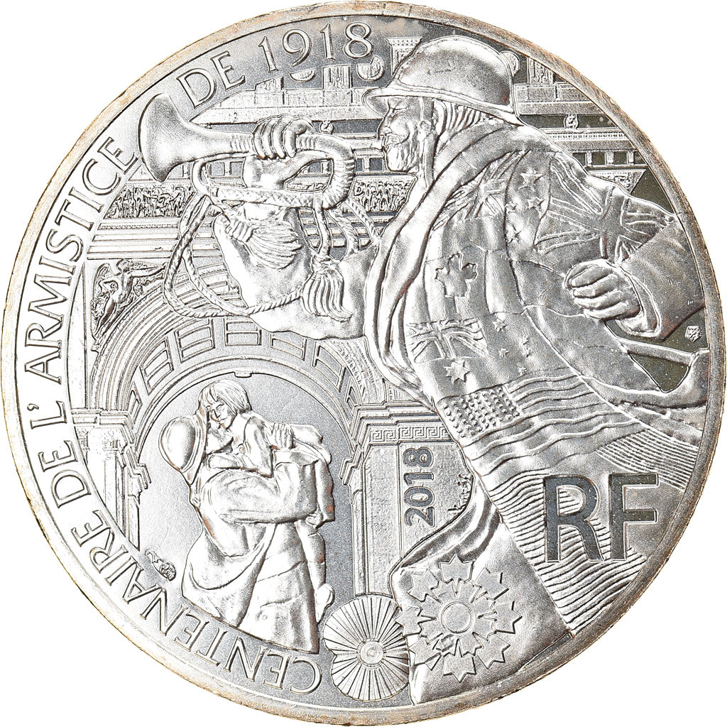 Francia, 10 Euro, Centenaire de l'Armistice, 2018, FDC, Argento