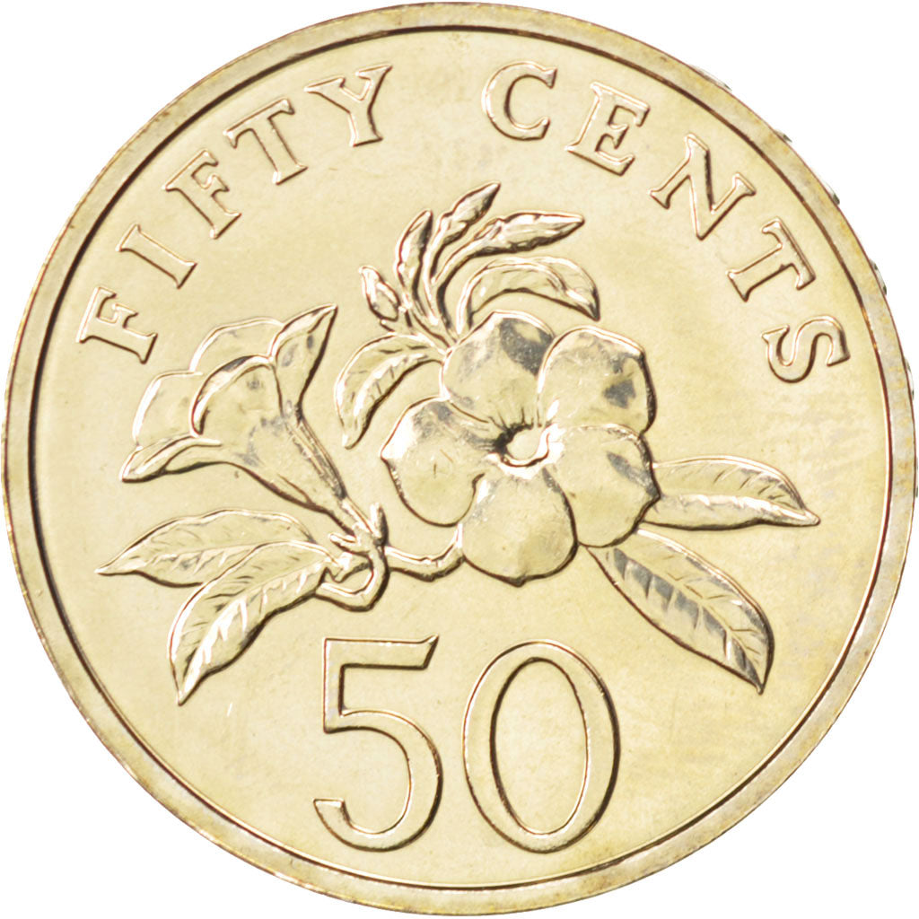 Coin, Singapore, 50 Cents, 1989, MS(63), Copper-nickel, KM:53.2