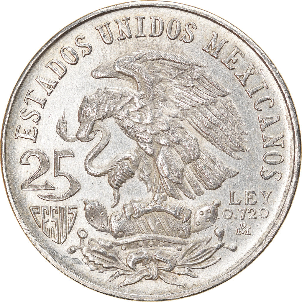 Moneta, Mexico, 25 Pesos, 1968, Mexico City, EF(40-45), Srebro, KM:479.1