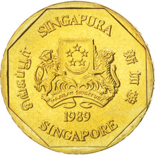 SINGAPORE, Dollar, 1989, British Royal Mint, KM #54b, MS(63), Aluminum-Bronze,..