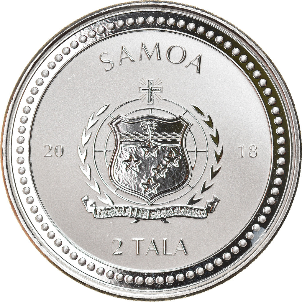 Moneta, Samoa, Seahorse, 2 Tala, 2018, 1 Oz, FDC, Argento