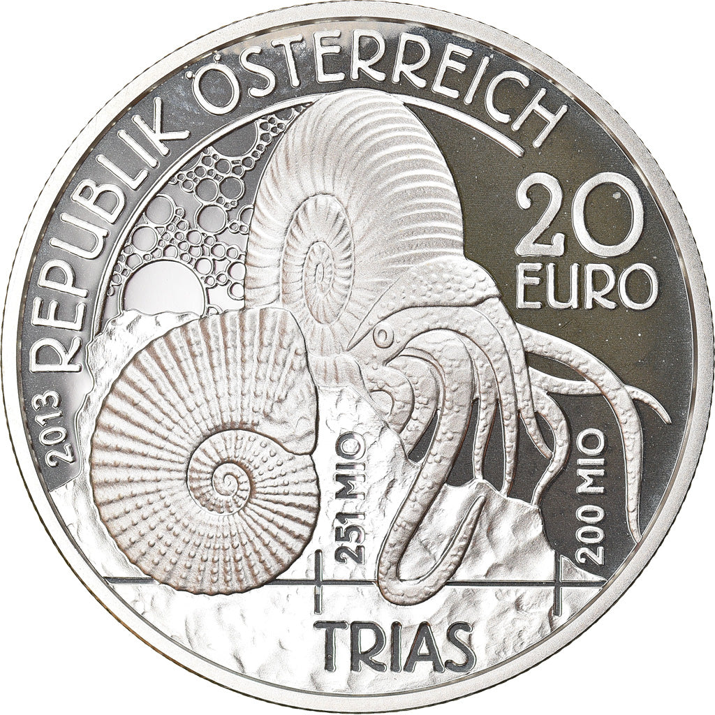 Austria, 20 Euro, Triassic, 2013, Proof, MS(65-70), Silver