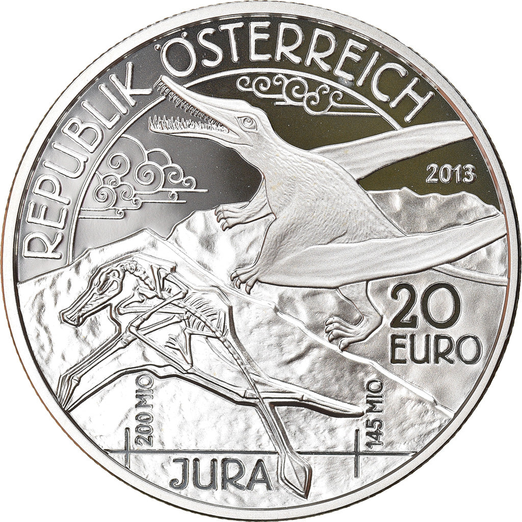 Oostenrijk, 20 Euro, Jurassic, 2013, Proof, FDC, Zilver