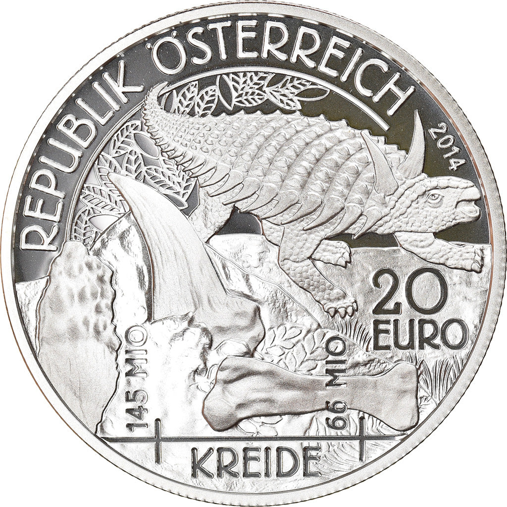 Oostenrijk, 20 Euro, Cretaceous, 2014, Proof, FDC, Zilver