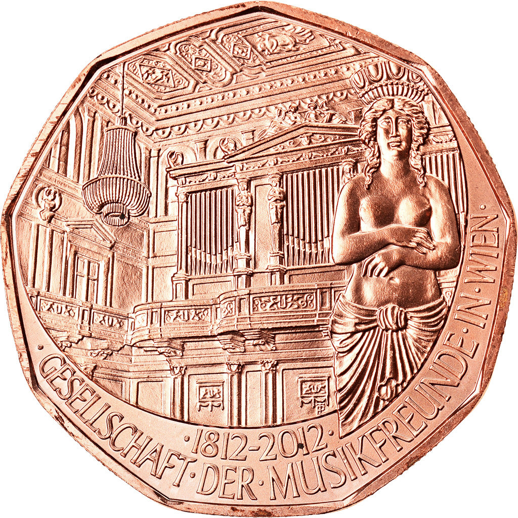 Autriche, 5 Euro, Society of Music Lovers, 2012, Vienna, FDC, Cuivre