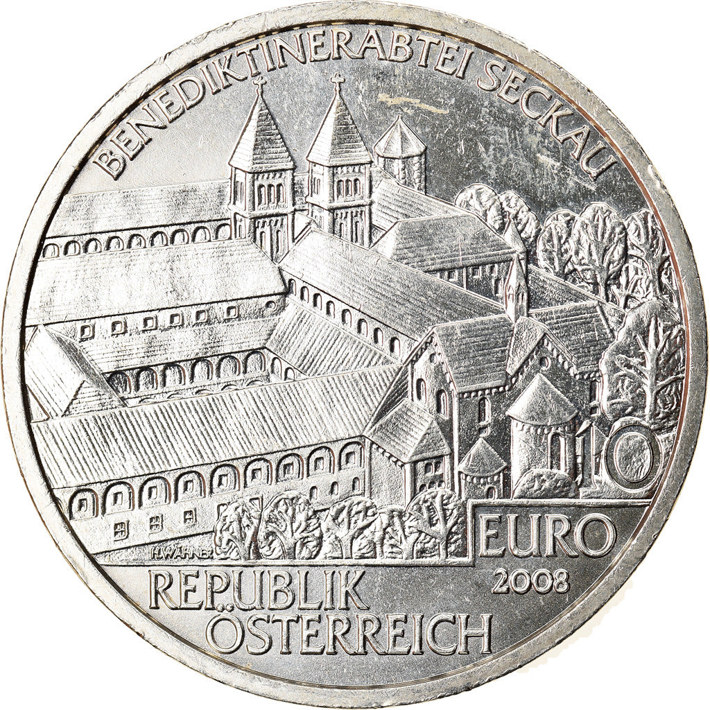 Austria, 10 Euro, Seckau Abby, 2008, Vienna, SPL+, Argento