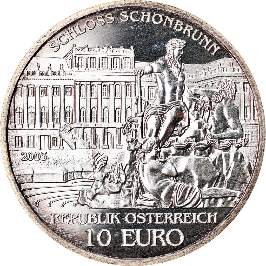 Austria, 10 Euro, Schönbrunn Palace, 2003, Vienna, Proof, FDC, Argento