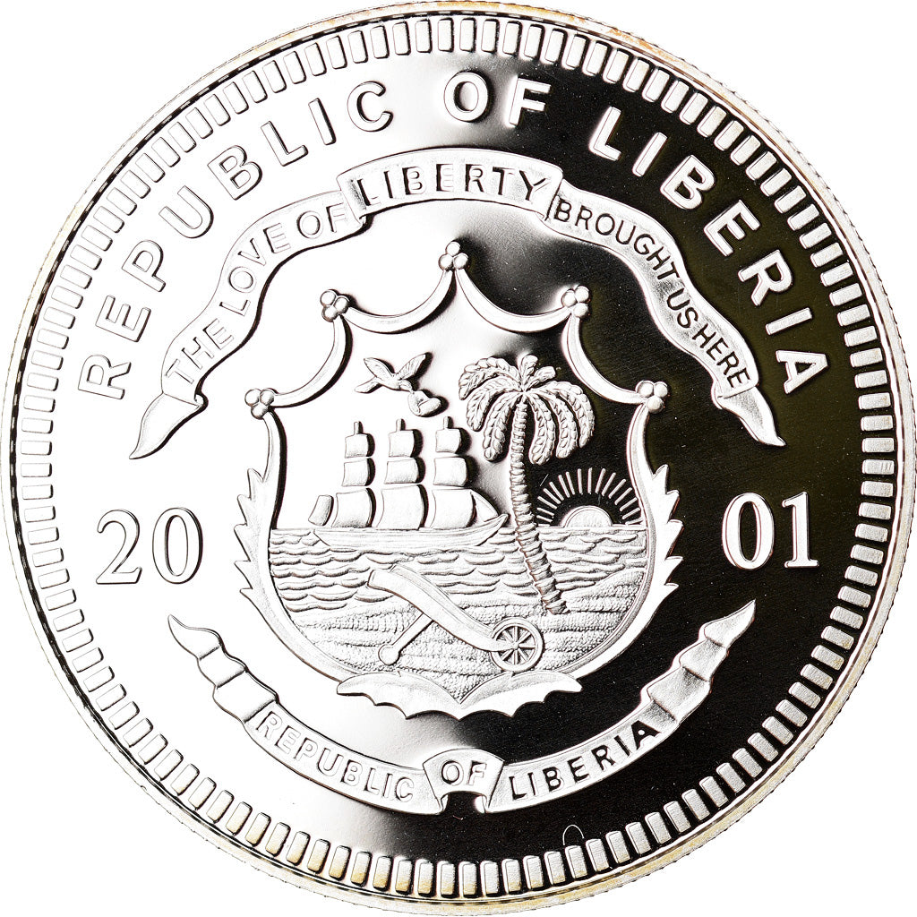 Moneta, Liberia, Great Britain, 20 Dollars, 2001, Proof, FDC, Argento
