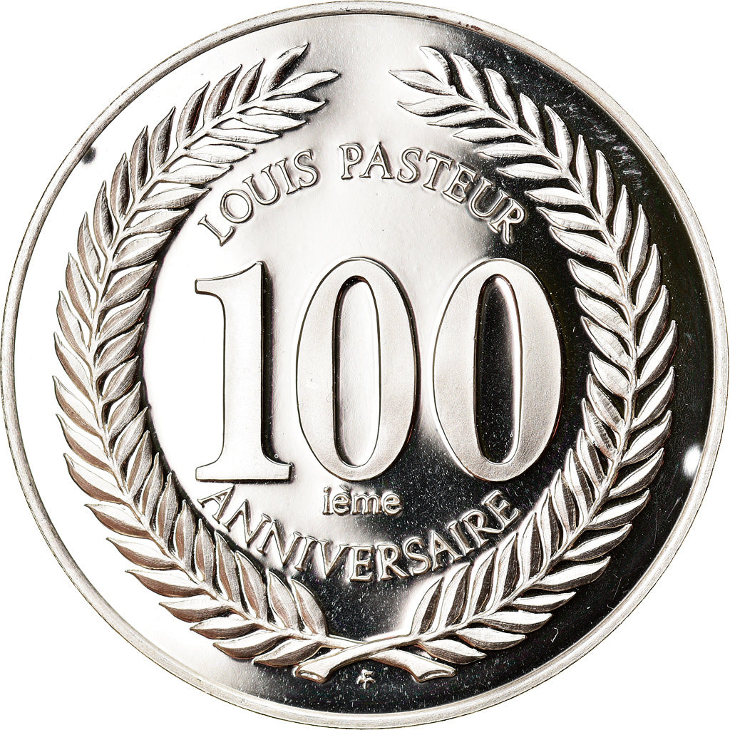 Francia, medalla, Louis Pasteur (1822-1895), 100ème Anniversaire, FDC, Plata