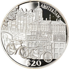 Moeda, Libéria, Amsterdam, 20 Dollars, 2000, MS(65-70), Prata
