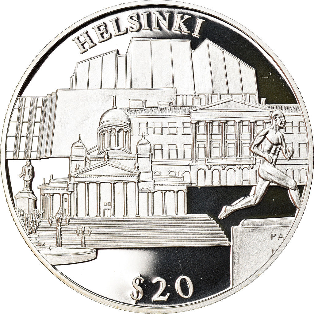 Coin, Liberia, Helsinki, 20 Dollars, 2000, MS(65-70), Silver