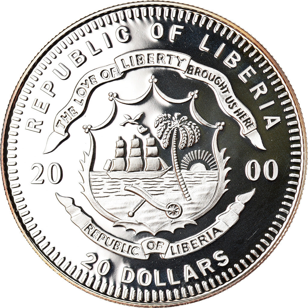 Coin, Liberia, Helsinki, 20 Dollars, 2000, MS(65-70), Silver
