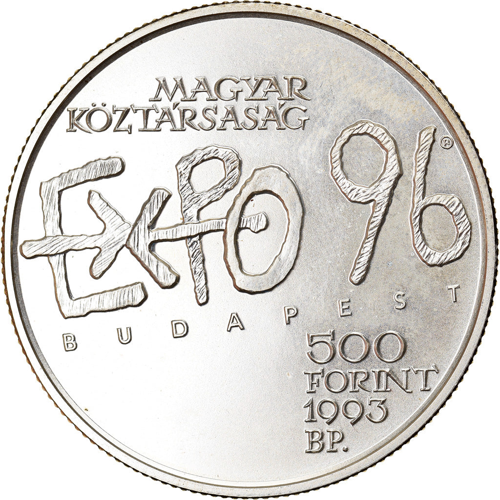 Monnaie, Hongrie, EXPO '96, 500 Forint, Otszaz, 1993, SPL, Argent, KM:705