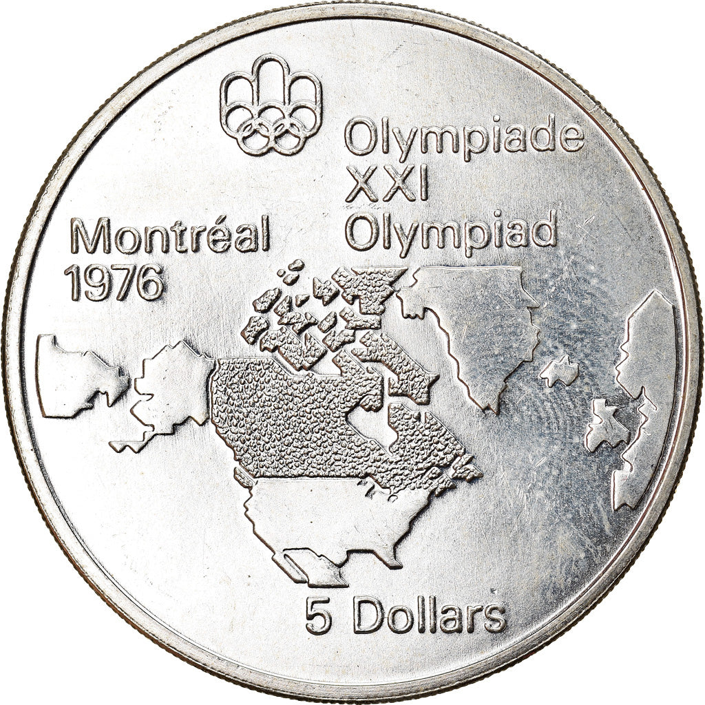 Monnaie, Canada, Elizabeth II, Carte de l'Amérique du Nord, 5 Dollars, 1973
