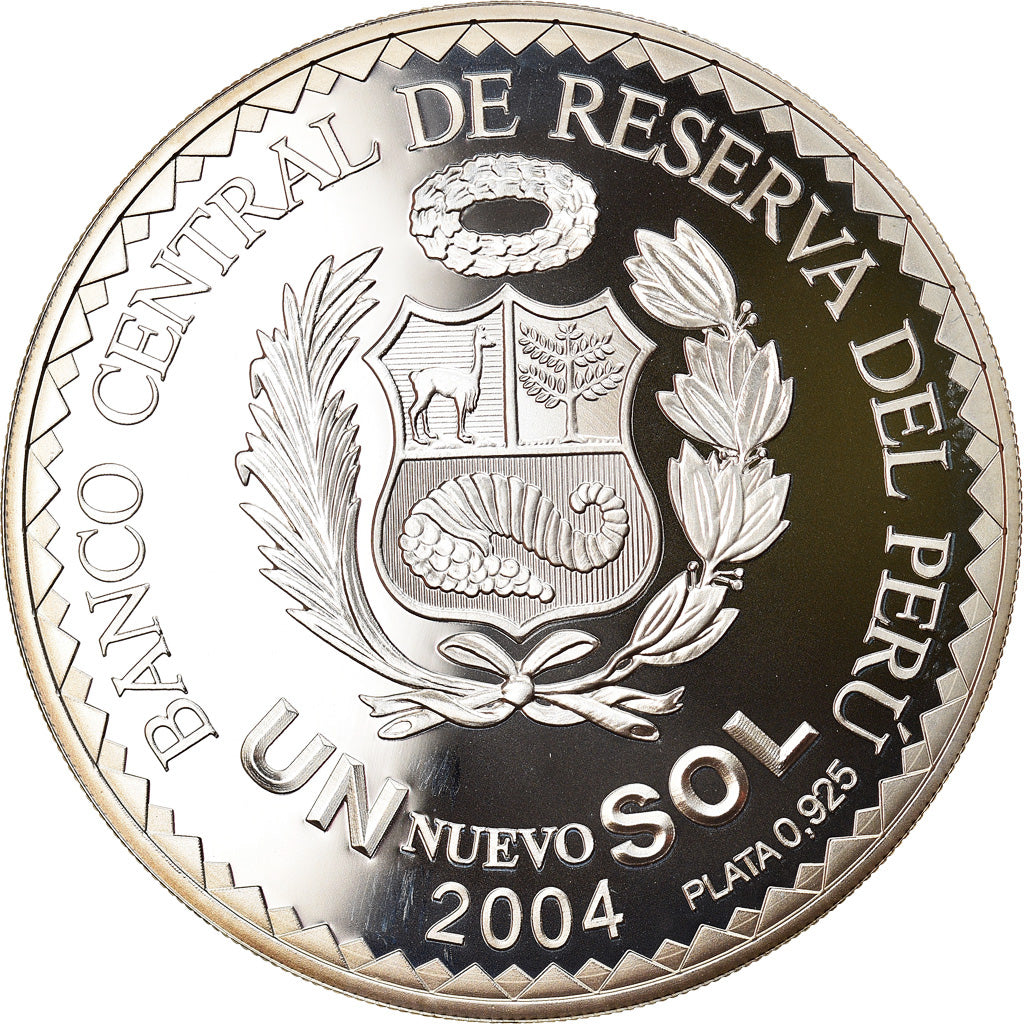 Moneta, Perù, FIFA World Cup, Nuevo Sol, 2004, Madrid, Proof, FDC, Argento