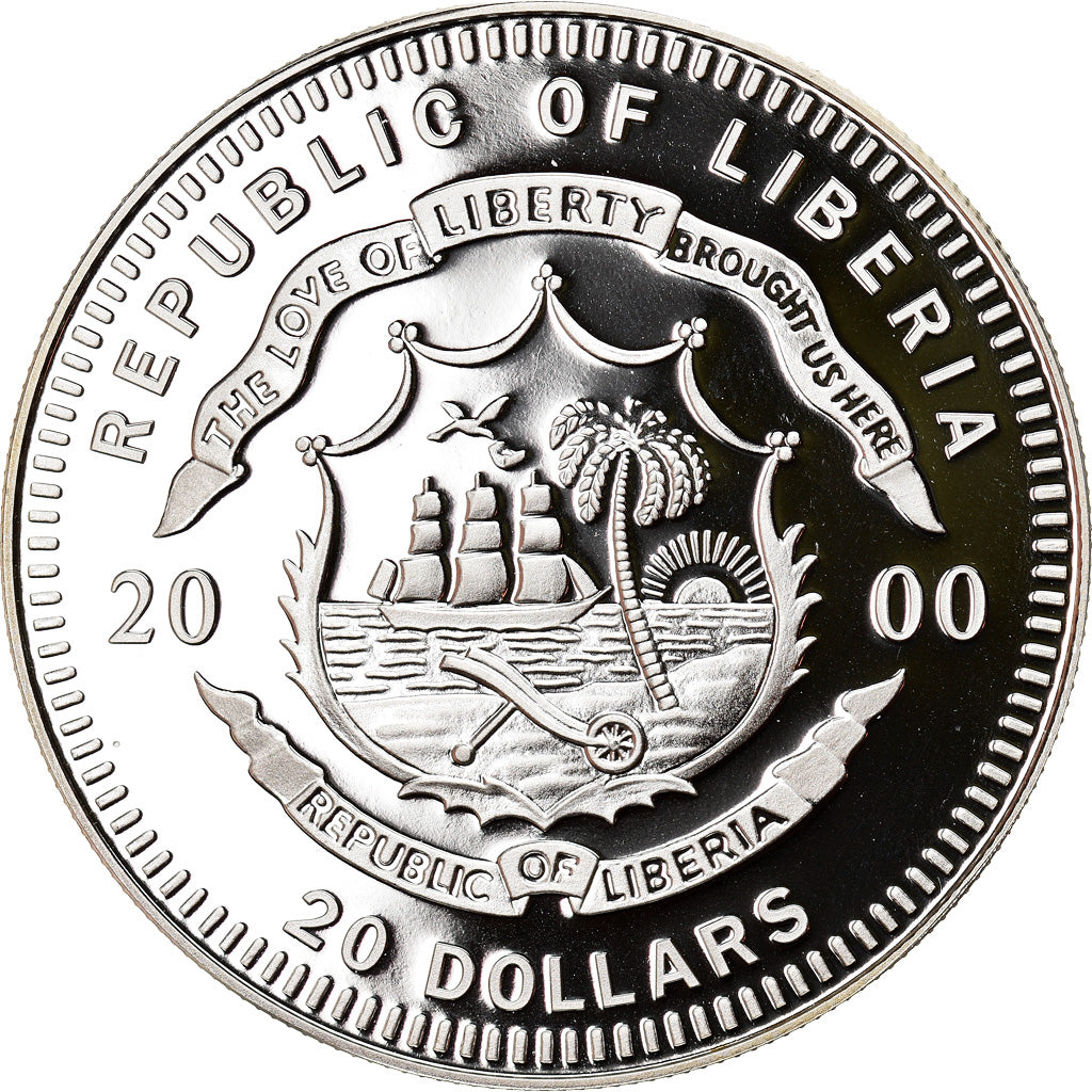 Moneta, Liberia, Roma, 20 Dollars, 2000, FDC, Argento