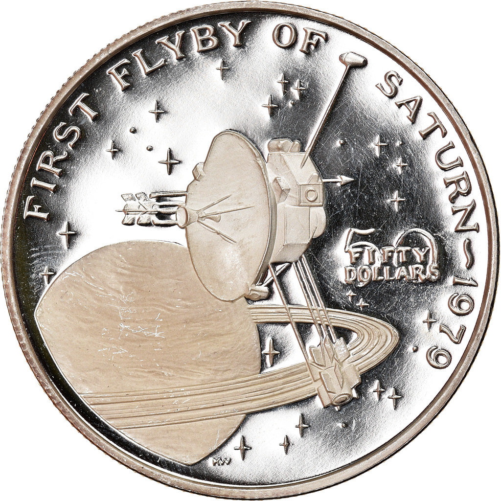 Coin, Marshall Islands, First Flyby of Saturn, 50 Dollars, 1989, Sunshine Mint