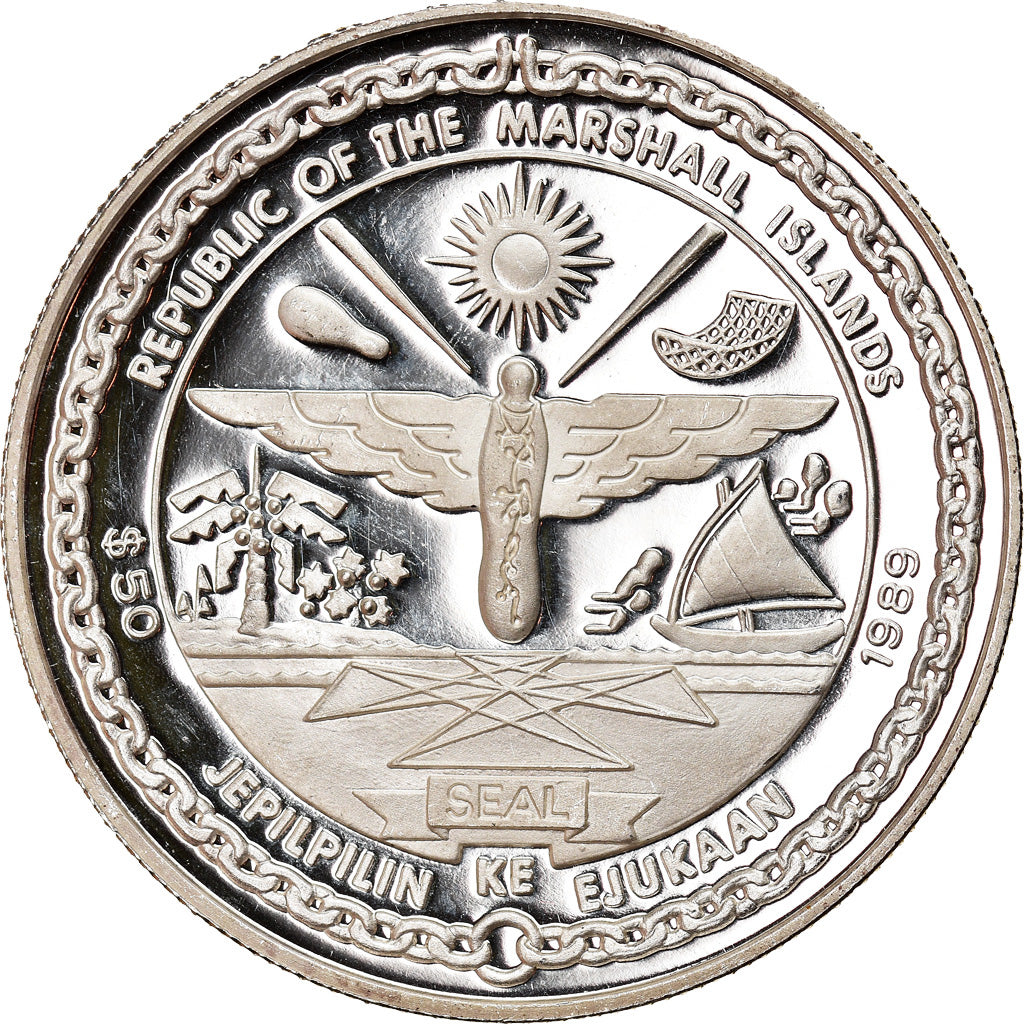 Coin, Marshall Islands, First Flyby of Saturn, 50 Dollars, 1989, Sunshine Mint