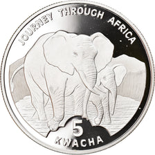 Münze, Malawi, Elephants, 5 Kwacha, 2006, Proof, STGL, Silber