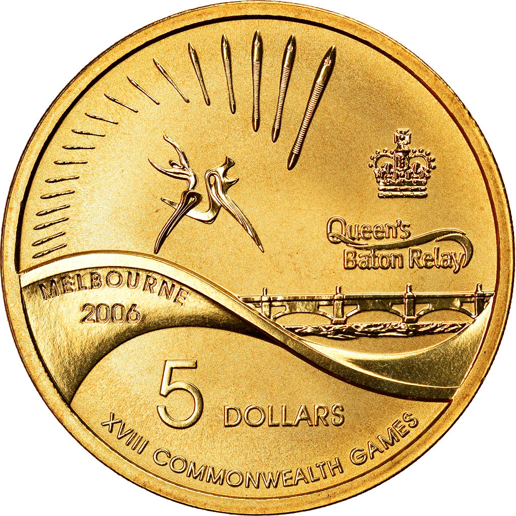 Monnaie, Australie, Elizabeth II, Queen's Baton Relay, 5 Dollars, 2006, SPL+