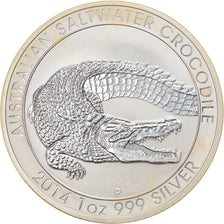 Moneta, Australia, Australian Crocodile, Dollar, 2014, 1 Oz, FDC, Argento