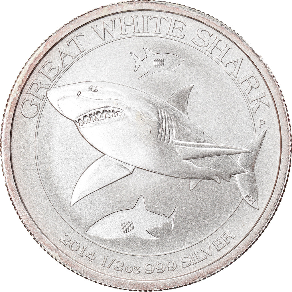 Moneta, Australia, Great White Shark, 50 Cents, 2014, 1/2 Oz, FDC, Argento