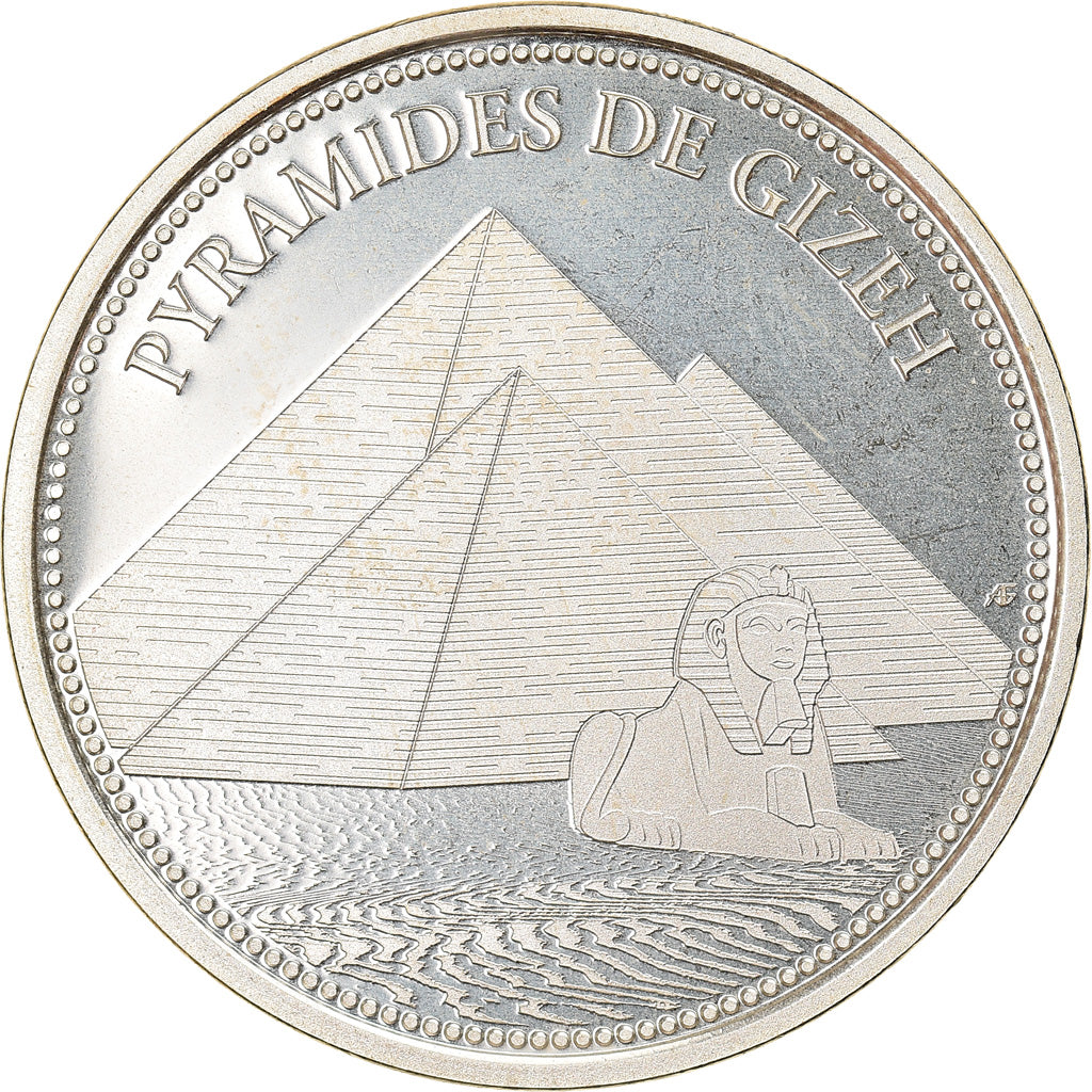 Francia, medaglia, Les 7 Merveilles du Monde, Pyramides de Gizeh, FDC, Argento