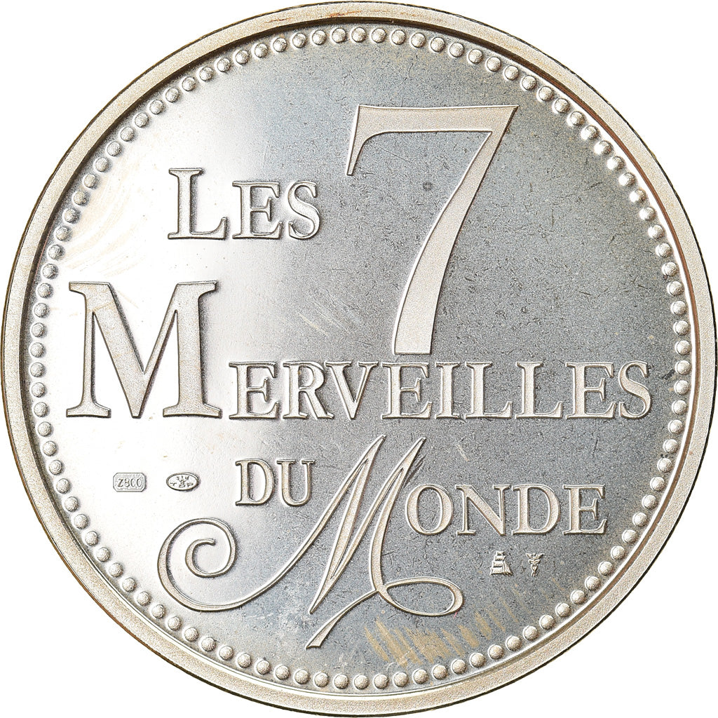 Francia, medaglia, Les 7 Merveilles du Monde, Pyramides de Gizeh, FDC, Argento