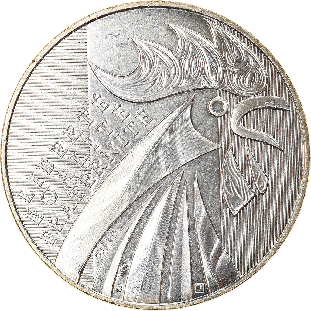France, 10 Euro, Coq, 2014, MS(64), Silver, Gadoury:EU656