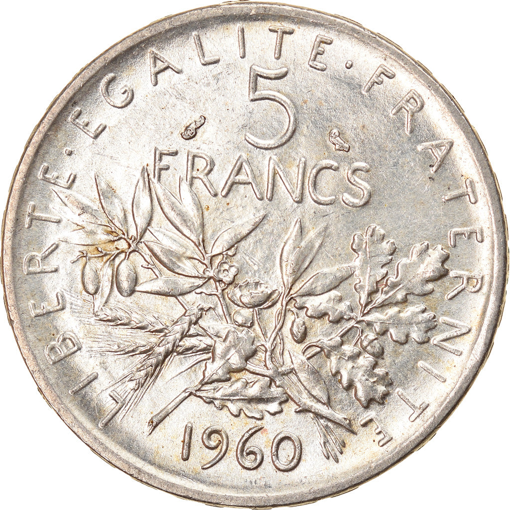 Moneta, Francia, Semeuse, 5 Francs, 1960, Paris, SPL-, Argento, KM:926