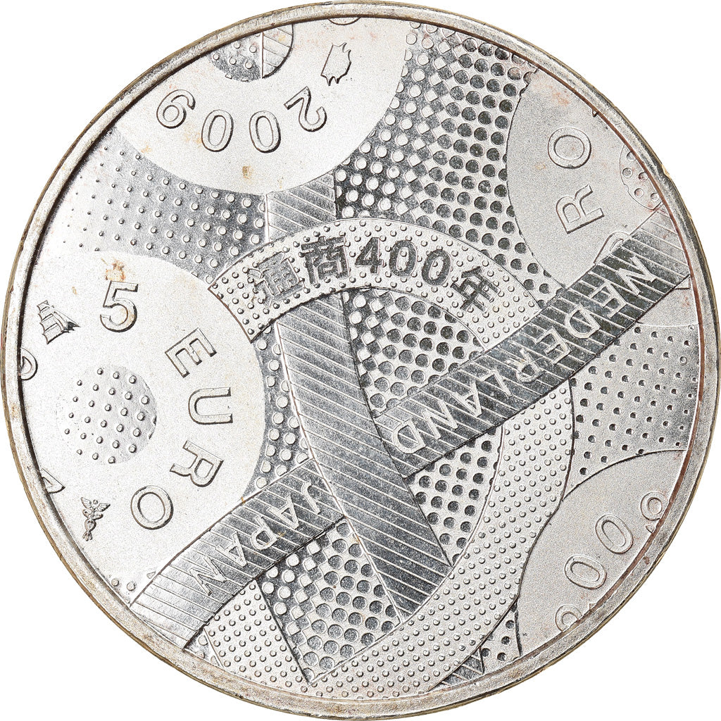 Pays-Bas, 5 Euro, Friendship with Japan, 2009, SPL, Silver Plated Copper