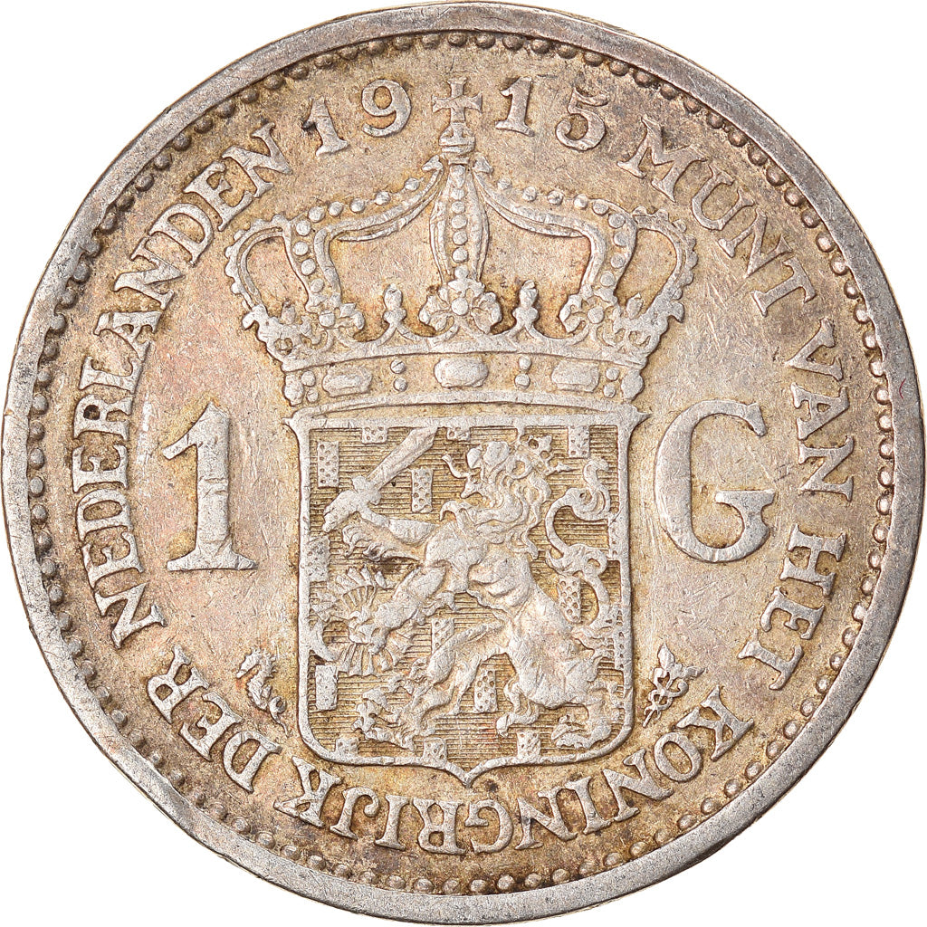 Moneta, Paesi Bassi, Wilhelmina I, Gulden, 1915, MB+, Argento, KM:148