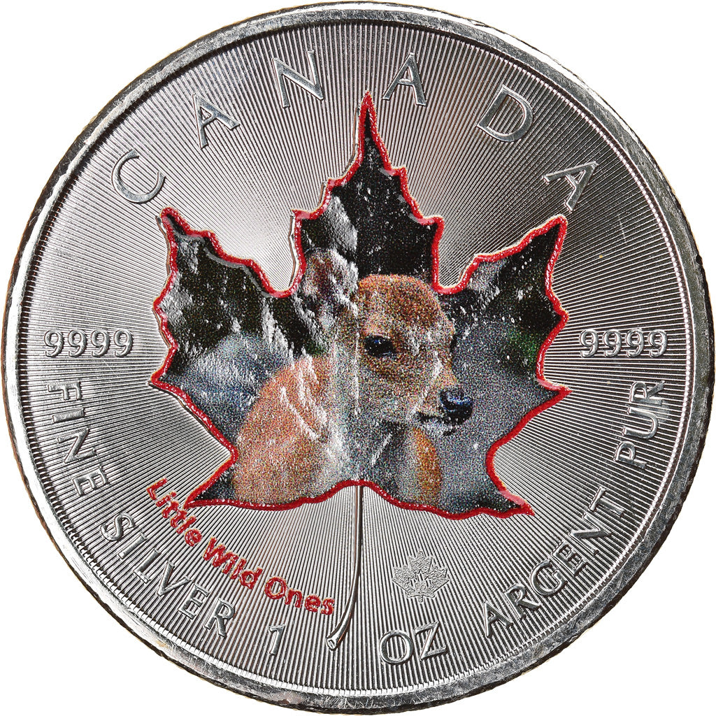 Moneta, Canada, Maple Leaf, 5 Dollars, 2016, Little Wild Ones, White Tailed