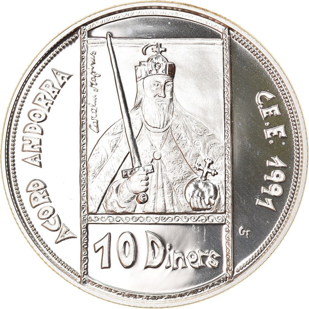 Monnaie, Andorra, Trade Contract with EU, 10 Diners, 1991, Proof, FDC, Argent
