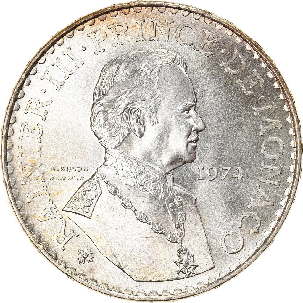 Moneta, Monaco, Rainier III, 50 Francs, 1974, SPL+, Argento, KM:152.1