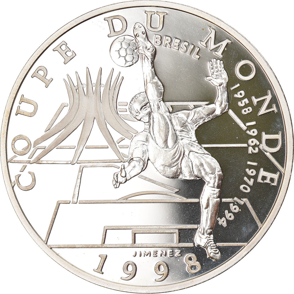 Coin, France, World Cup 98, Brésil, 10 Francs, 1998, Proof, MS(65-70), Silver