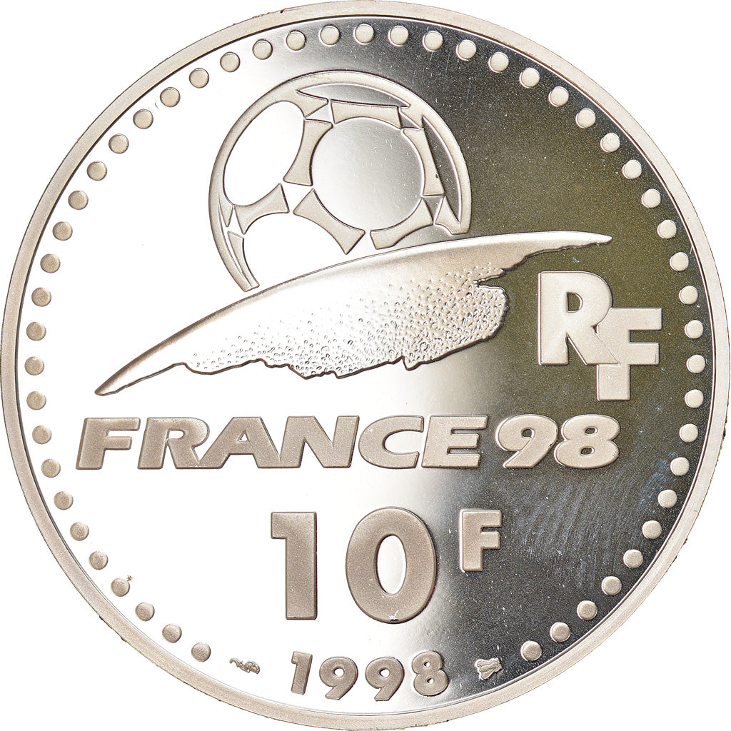 Moneda, Francia, World Cup 1998, 10 Francs, 1998, Proof, FDC, Plata, KM:1167