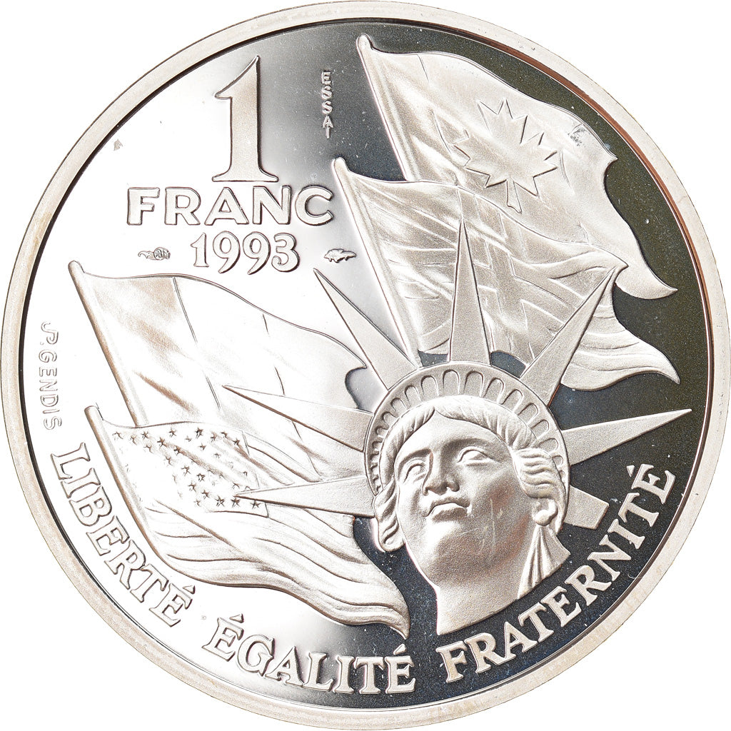 Coin, France, Normandy Invasion, Franc, 1993, Proof, MS(65-70), Silver, KM:1014