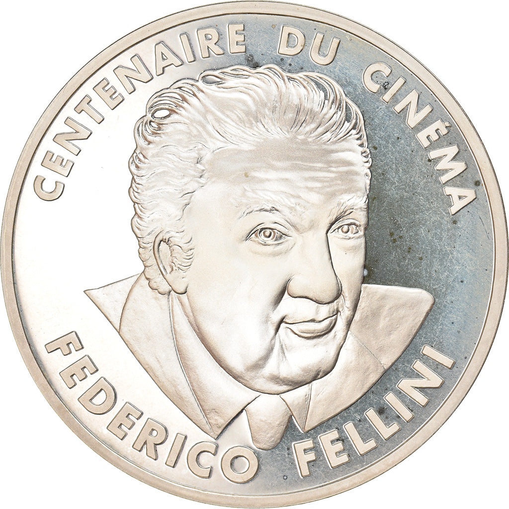 Moeda, França, Federico Fellini, 100 Francs, 1995, Proof, MS(65-70), Prata