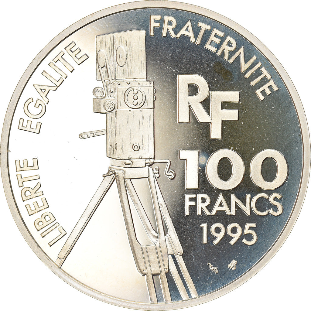 Moeda, França, Federico Fellini, 100 Francs, 1995, Proof, MS(65-70), Prata