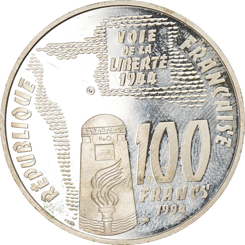 Moneta, Francia, Sainte-Mère-Eglise, 100 Francs, 1994, Proof, SPL, Argento