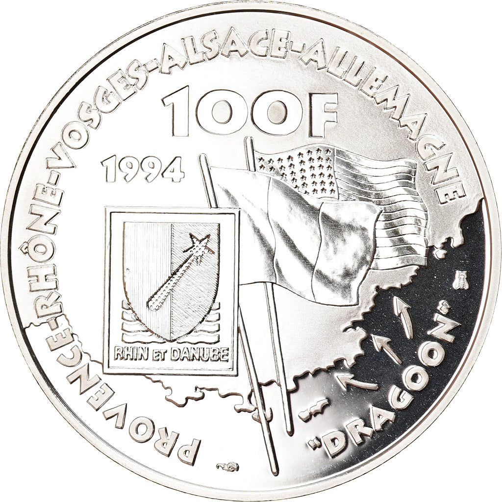 Munten, Frankrijk, General de Lattre de Tassigny, 100 Francs, 1994, Proof, FDC
