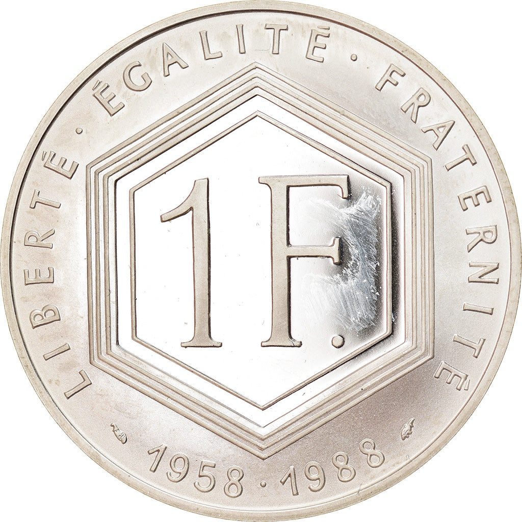 Münze, Frankreich, Charles de Gaulle, Franc, 1988, Proof, UNZ, Silber, KM:978
