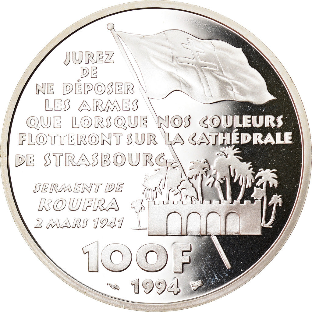 Moneta, Francia, Philippe Leclerc de Hauteclocque, 100 Francs, 1994, Proof, FDC