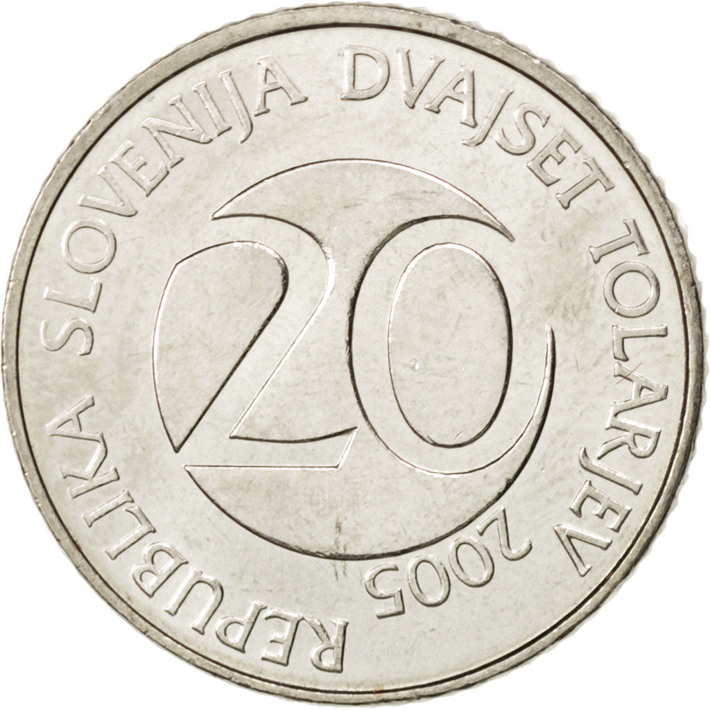 SLOVENIA, 20 Tolarjev, 2005, Kremnica, KM #51, MS(63), Copper-Nickel, 24, 6.83