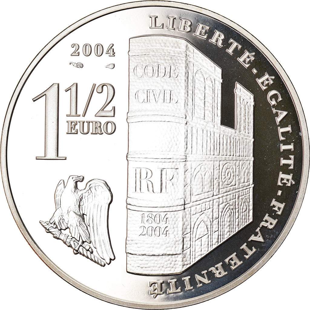France, 1-1/2 Euro, Napoléon Ier, Code Civil (1804), 2004, Paris, Proof, FDC