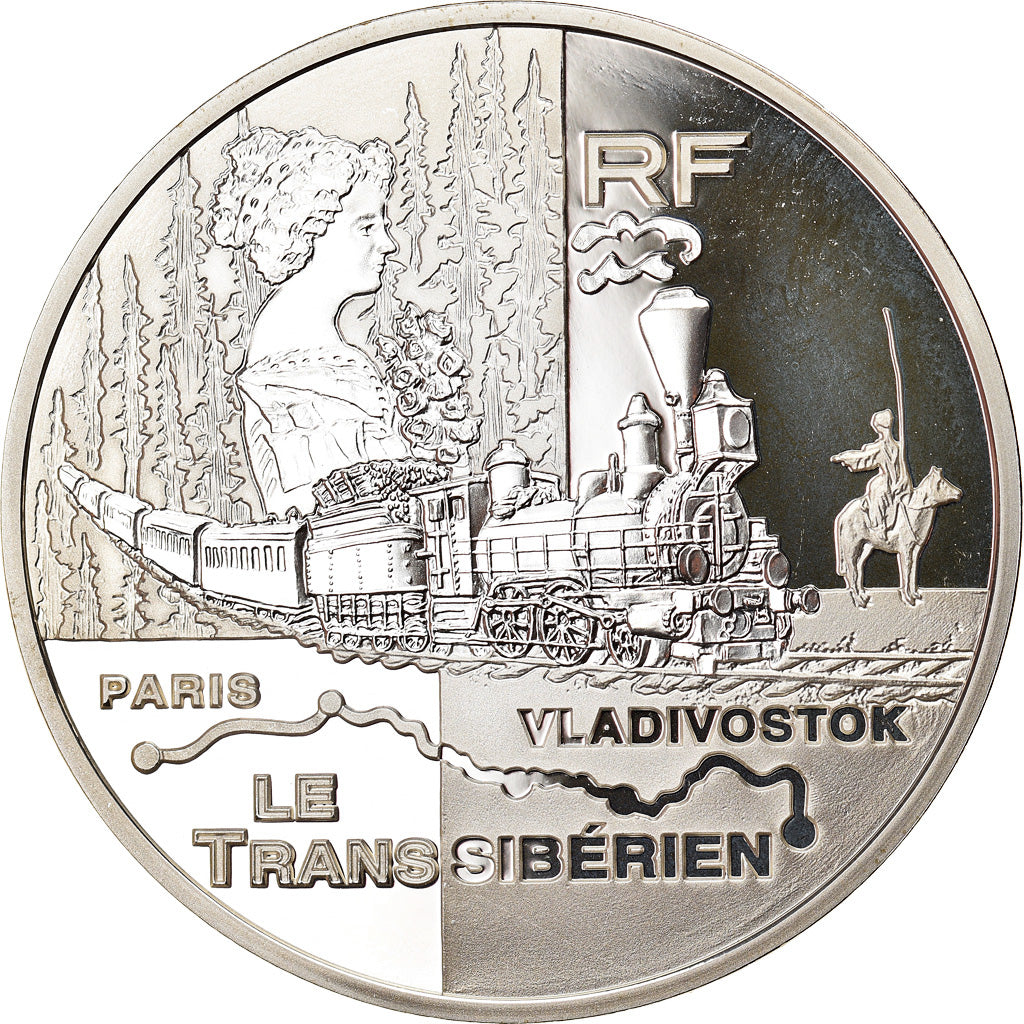 Francia, 1-1/2 Euro, Trans-Siberian Railway, 2004, Paris, Proof, FDC, Argento
