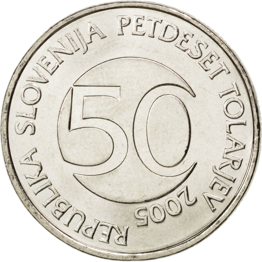 SLOVENIA, 50 Tolarjev, 2005, Kremnica, KM #52, MS(63), Copper-Nickel, 26, 7.98