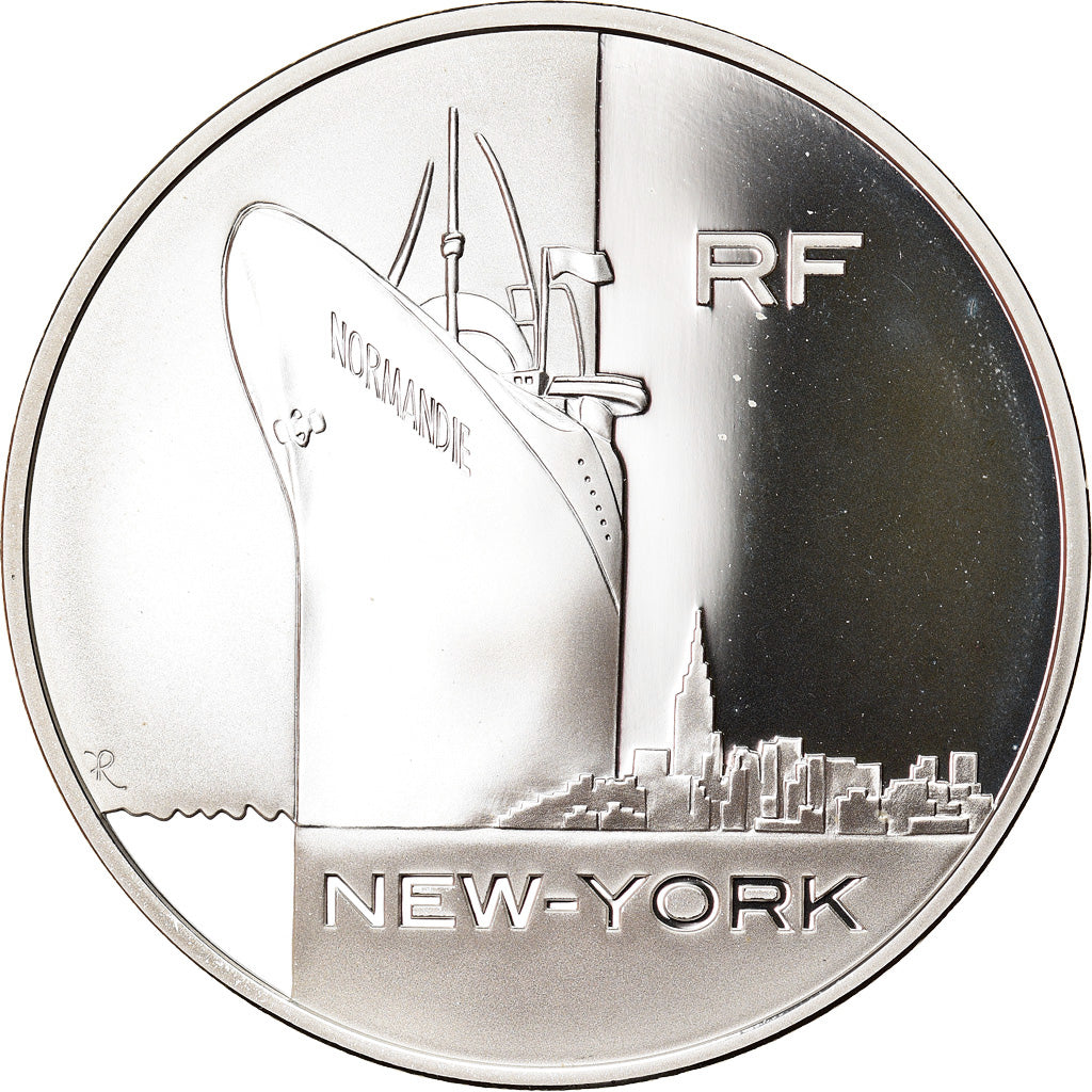 France, 1-1/2 Euro, Passenger ship Normandie, 2003, Paris, Proof, FDC, Argent