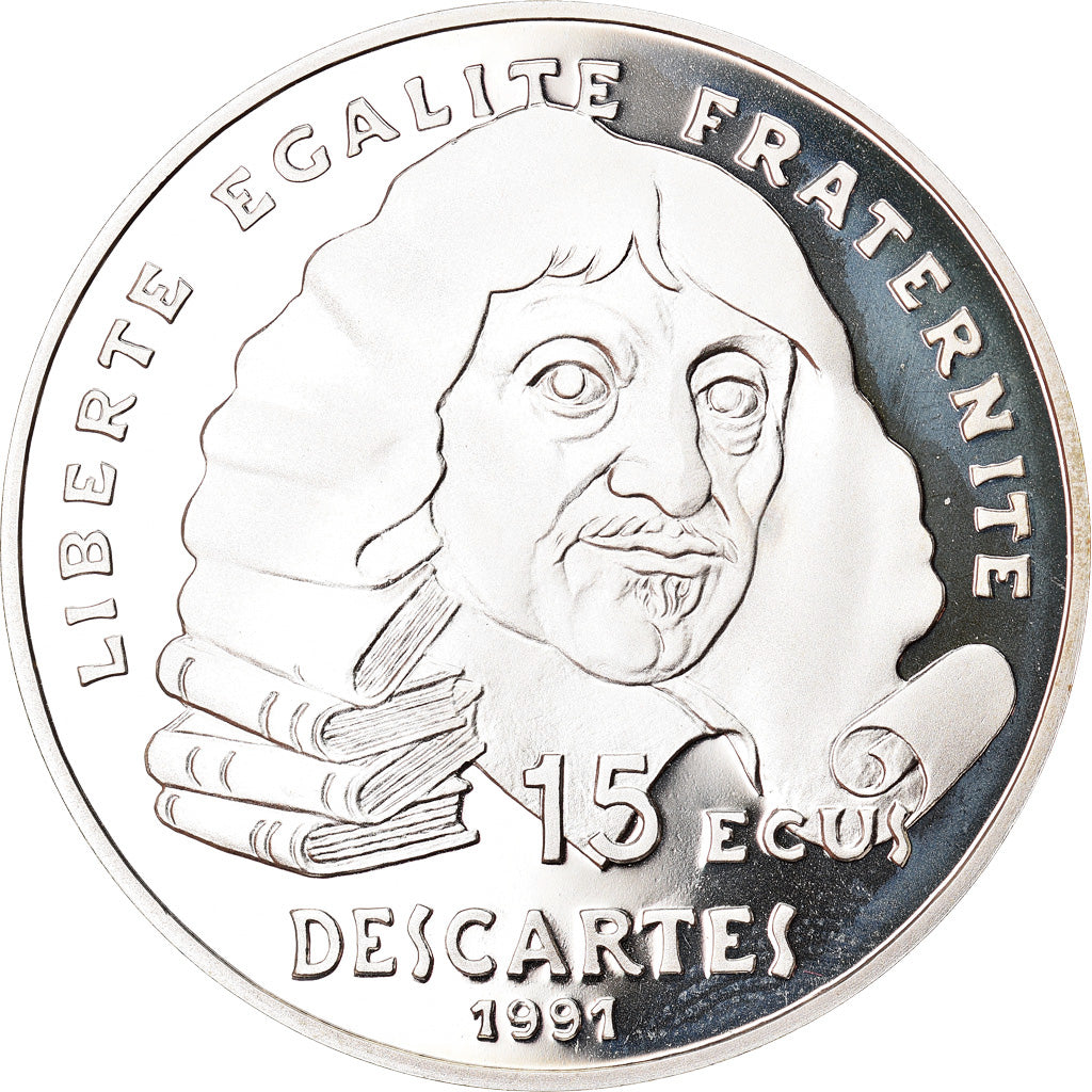 Monnaie, France, Rene Descartes, 100 Francs-15 Ecus, 1991, Proof, FDC, Argent